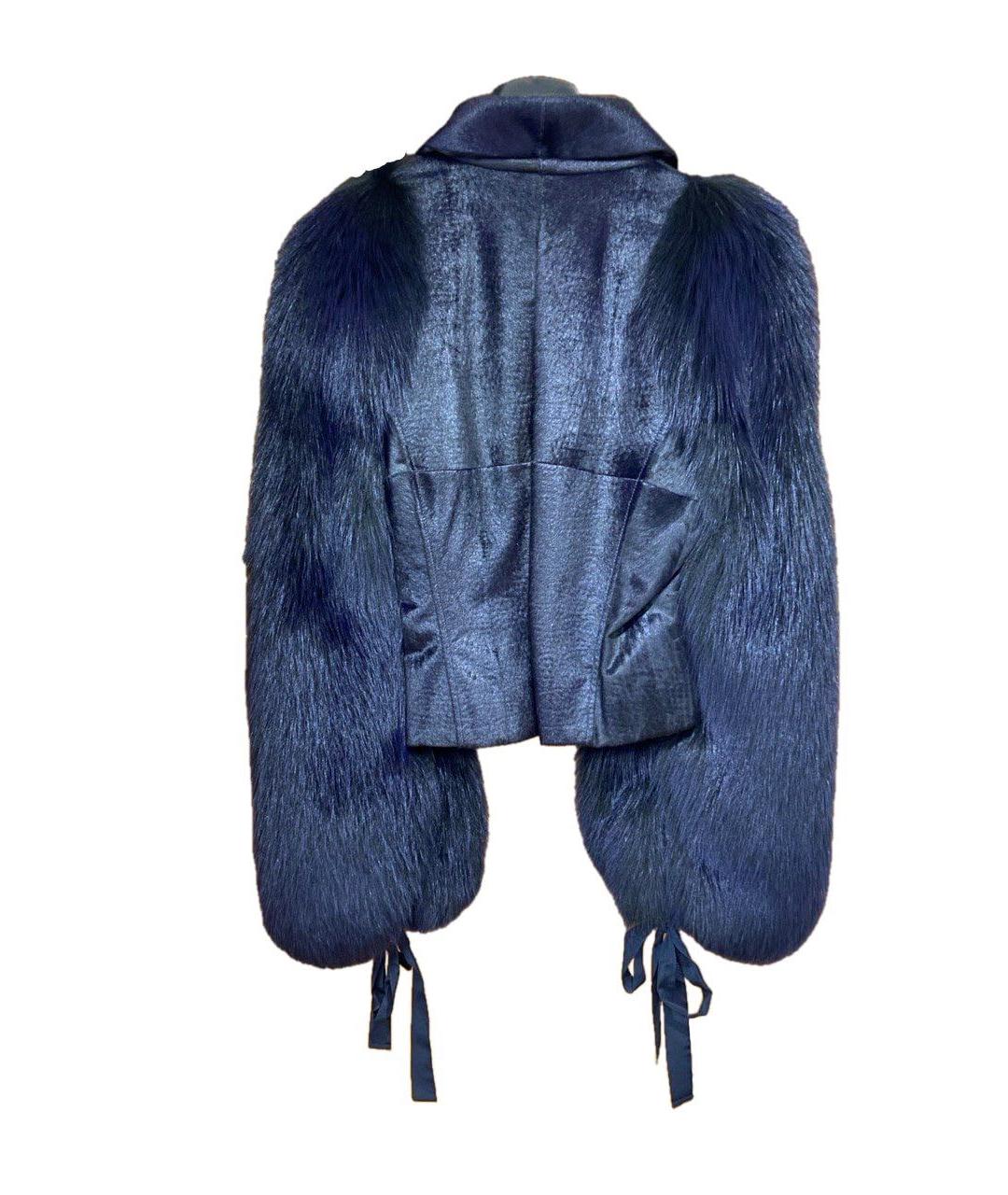 FERRAGAMO Темно-синяя меховая шуба, фото 1