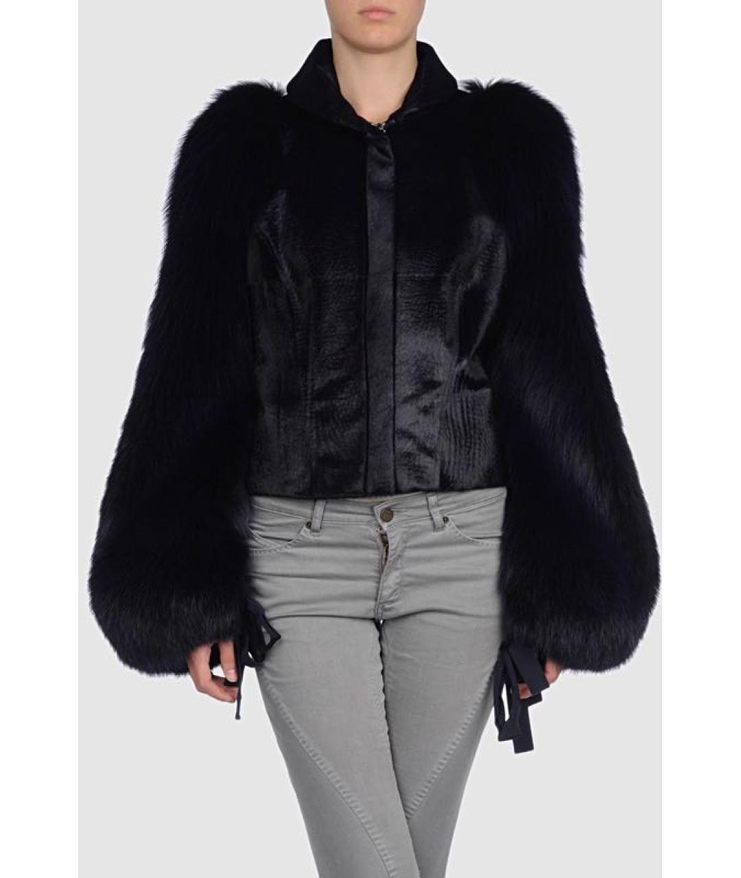 FERRAGAMO Темно-синяя меховая шуба, фото 2