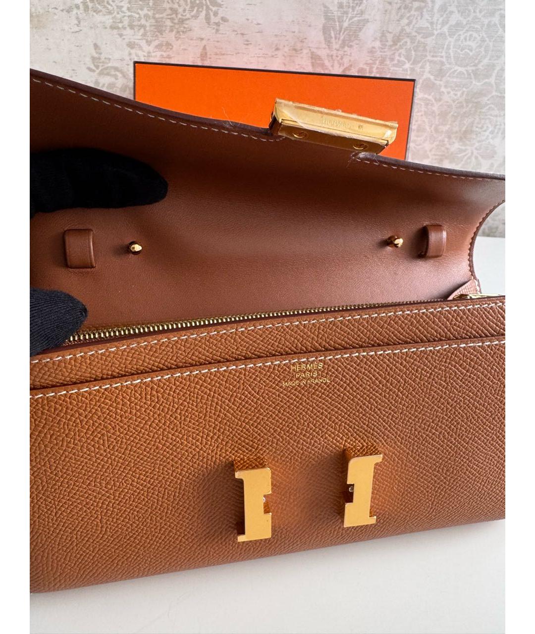 HERMES Коричневая кожаная сумка через плечо, фото 4