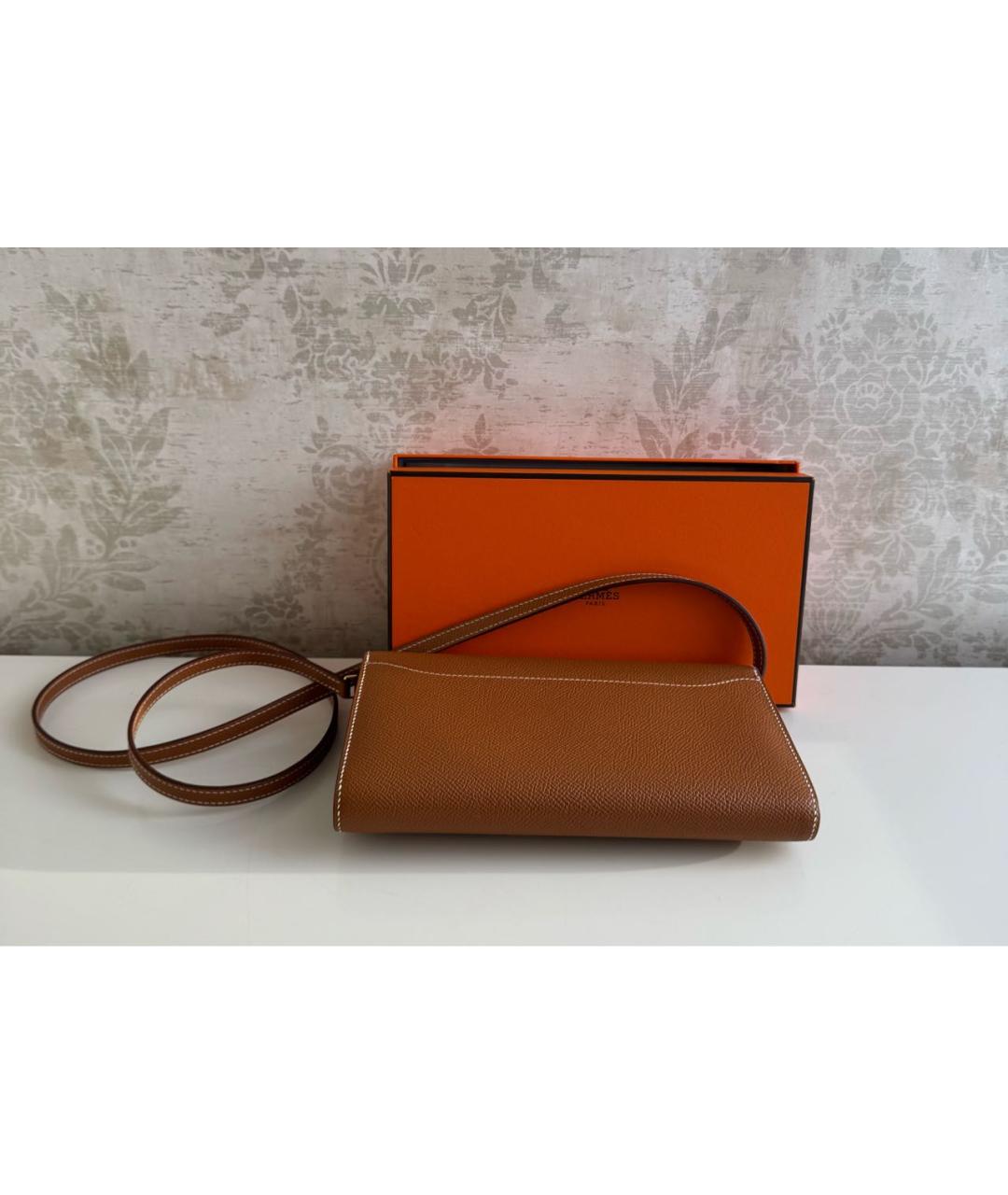 HERMES Коричневая кожаная сумка через плечо, фото 3