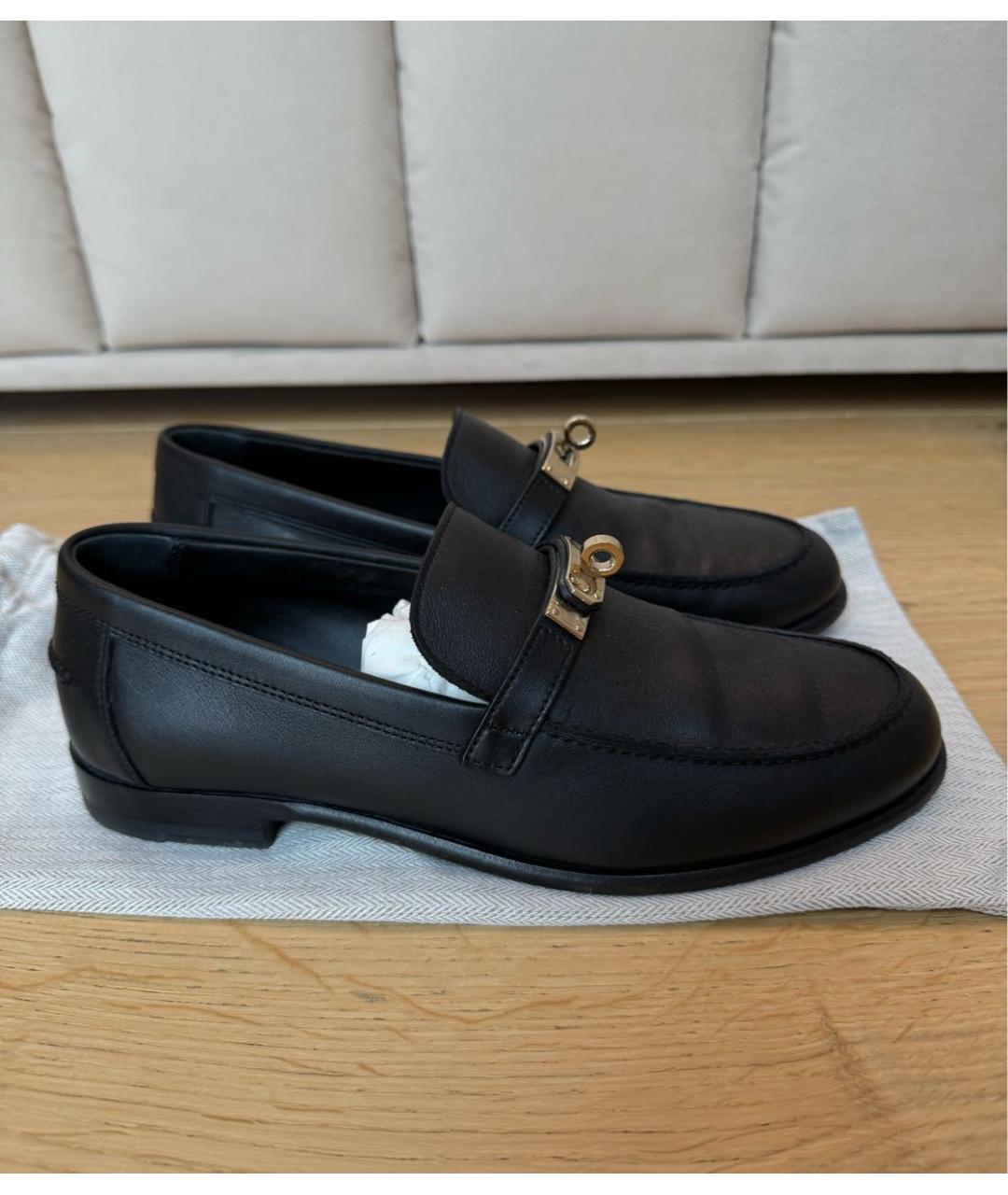 HERMES Черные кожаные лоферы, фото 3