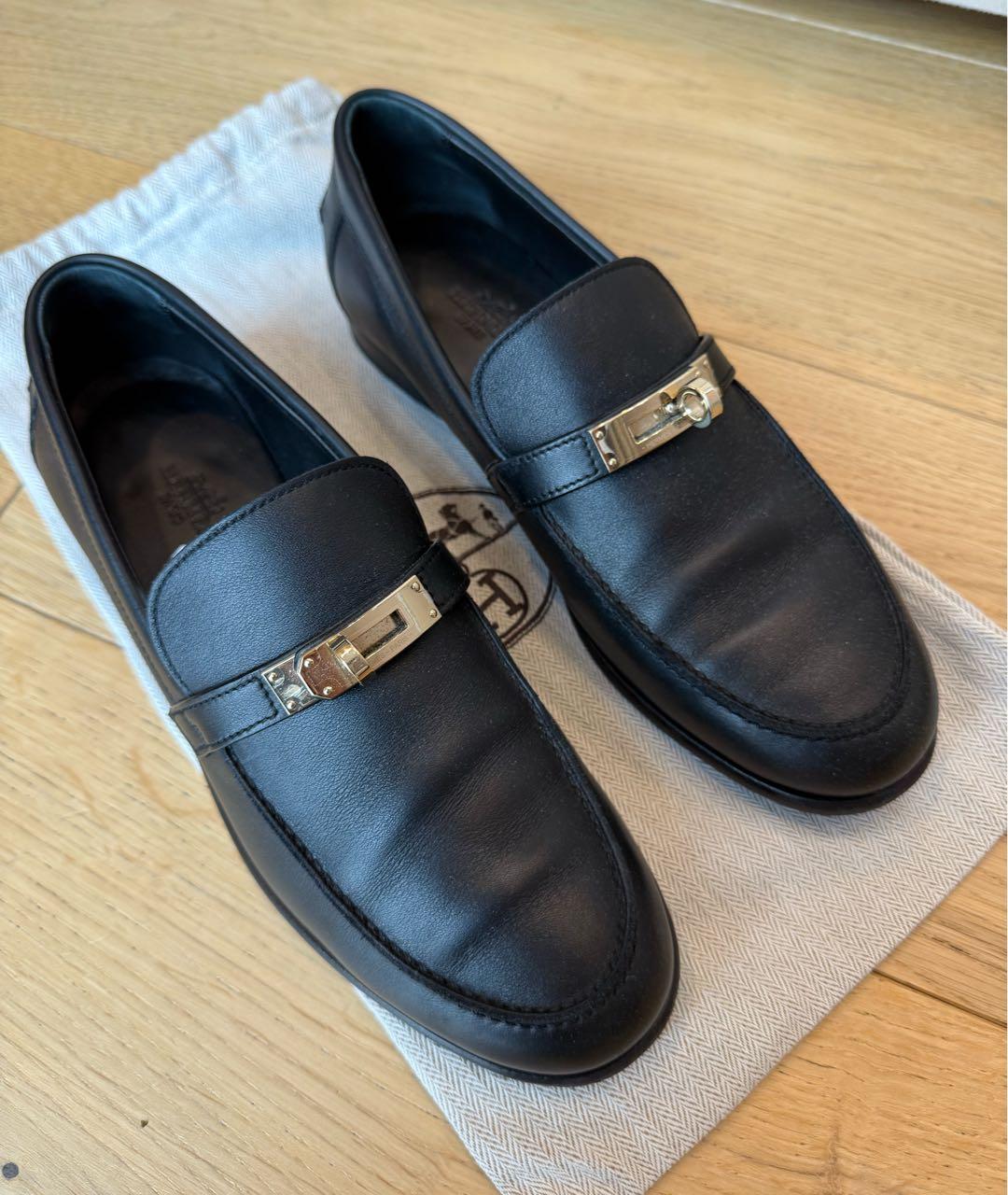 HERMES Черные кожаные лоферы, фото 4