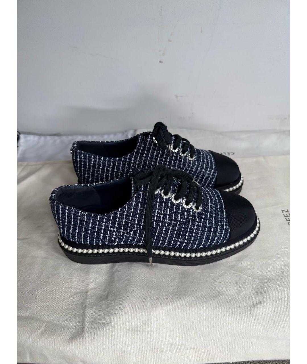 CHANEL Синие текстильные брогги и оксфорды, фото 7