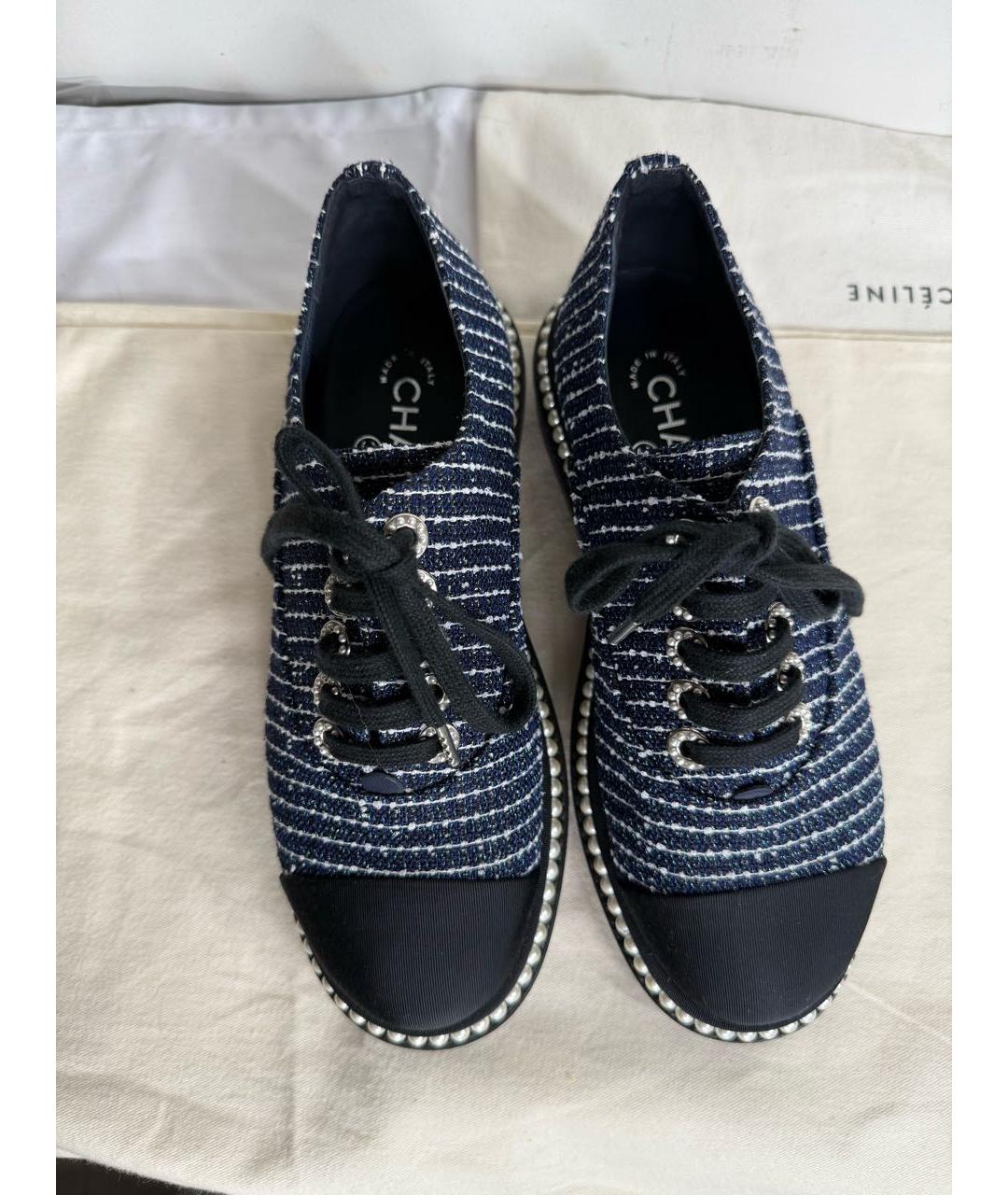 CHANEL Синие текстильные брогги и оксфорды, фото 3