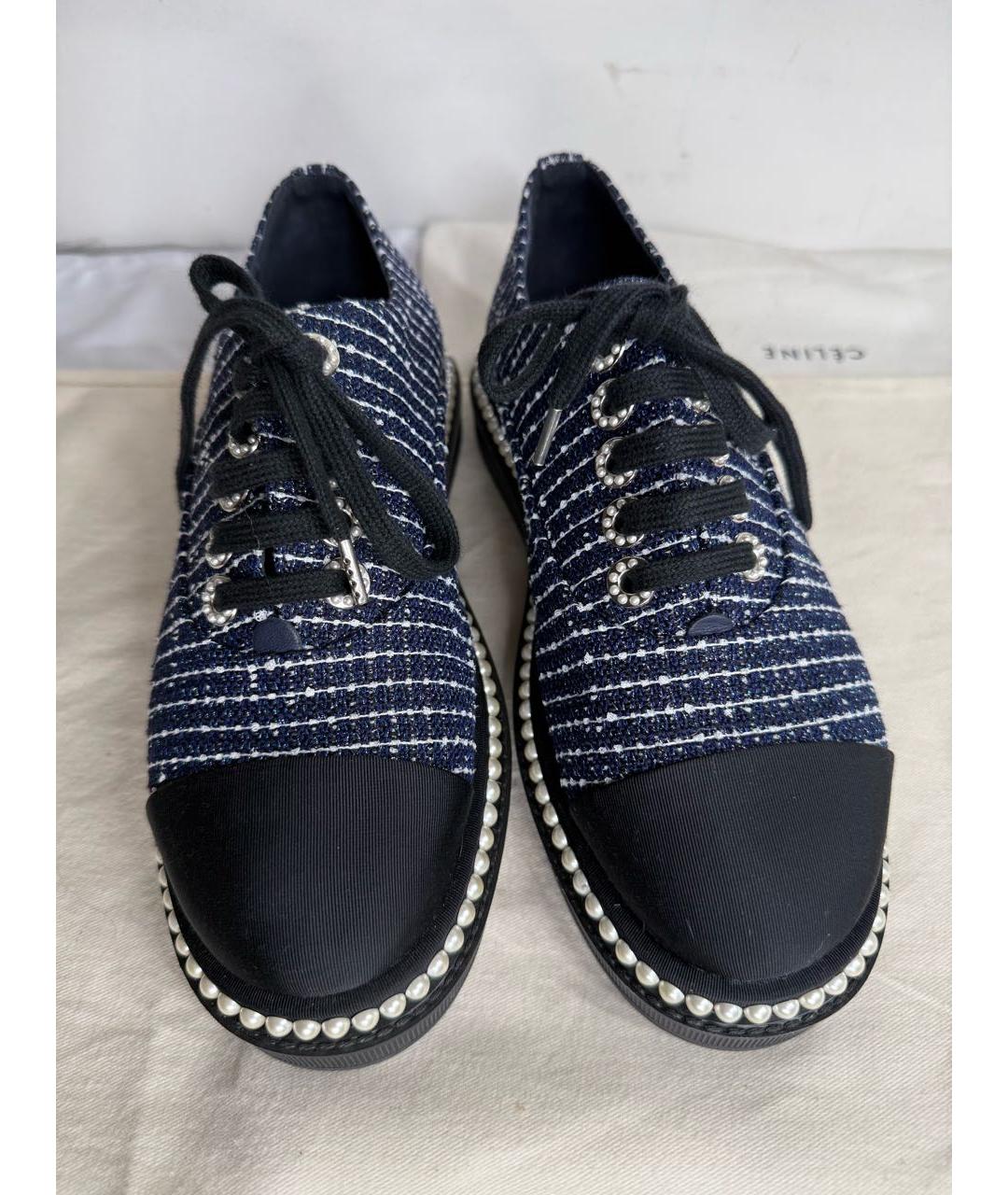 CHANEL Синие текстильные брогги и оксфорды, фото 2