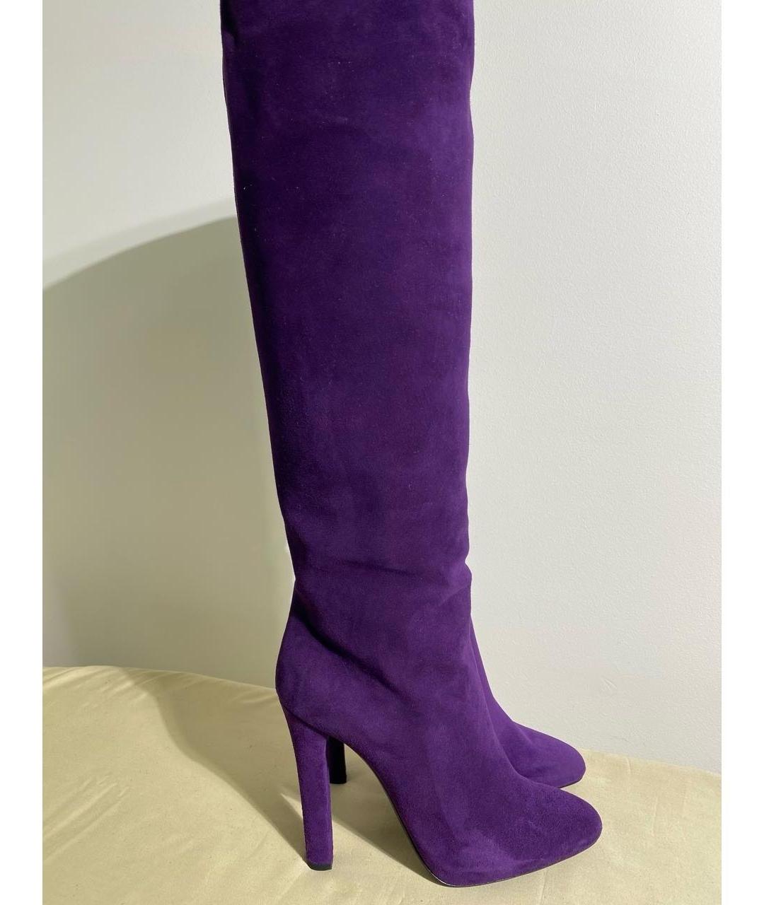 RALPH LAUREN Фиолетовые замшевые сапоги, фото 8