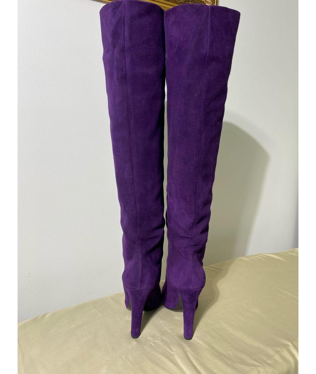 RALPH LAUREN Фиолетовые замшевые сапоги, фото 5