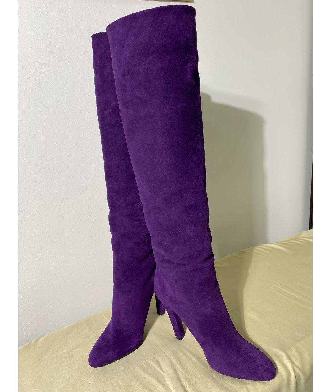 RALPH LAUREN Фиолетовые замшевые сапоги, фото 6