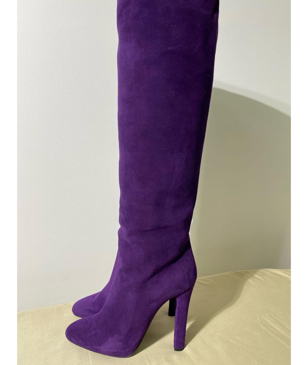 RALPH LAUREN Фиолетовые замшевые сапоги, фото 7