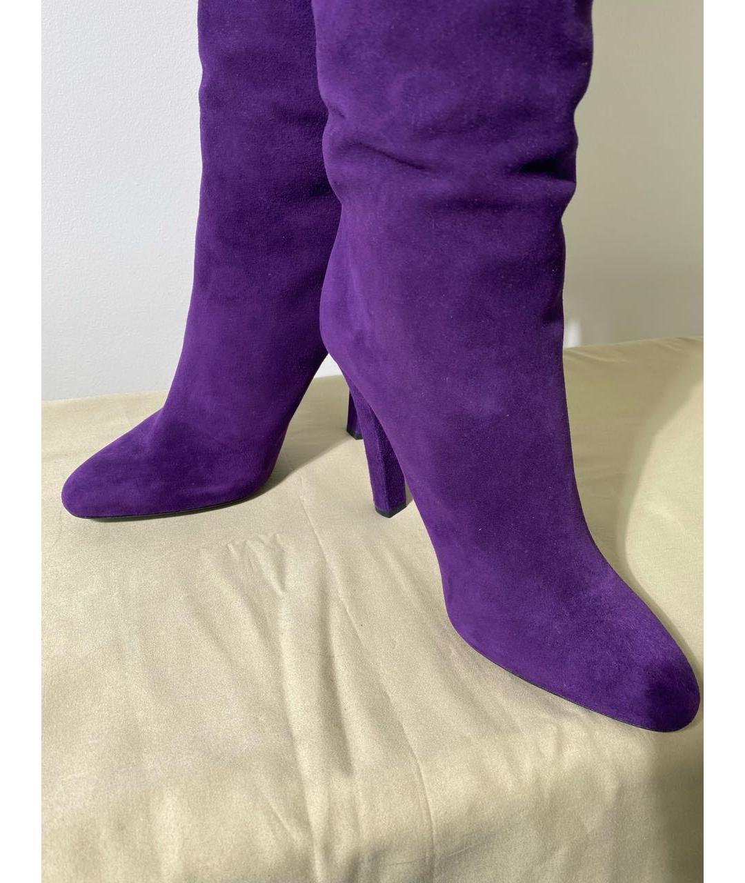 RALPH LAUREN Фиолетовые замшевые сапоги, фото 3