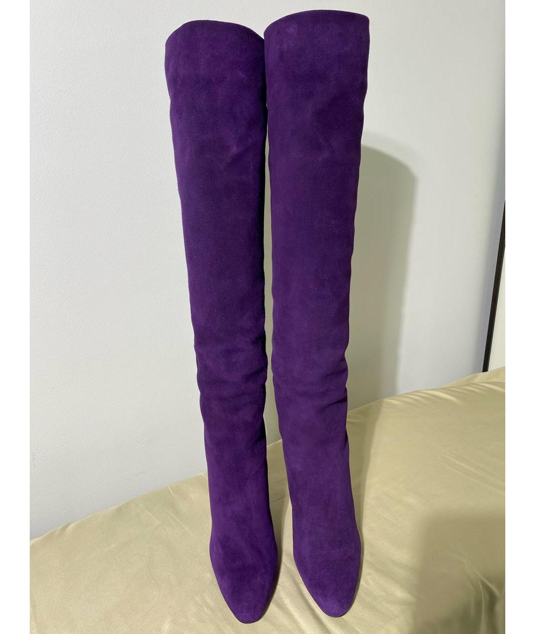 RALPH LAUREN Фиолетовые замшевые сапоги, фото 2