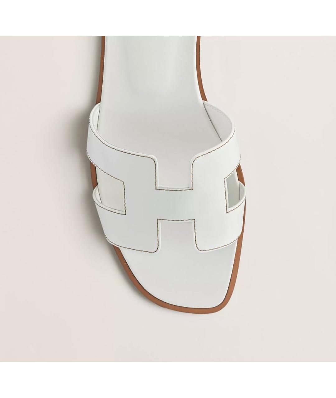 HERMES Белые кожаные босоножки, фото 4