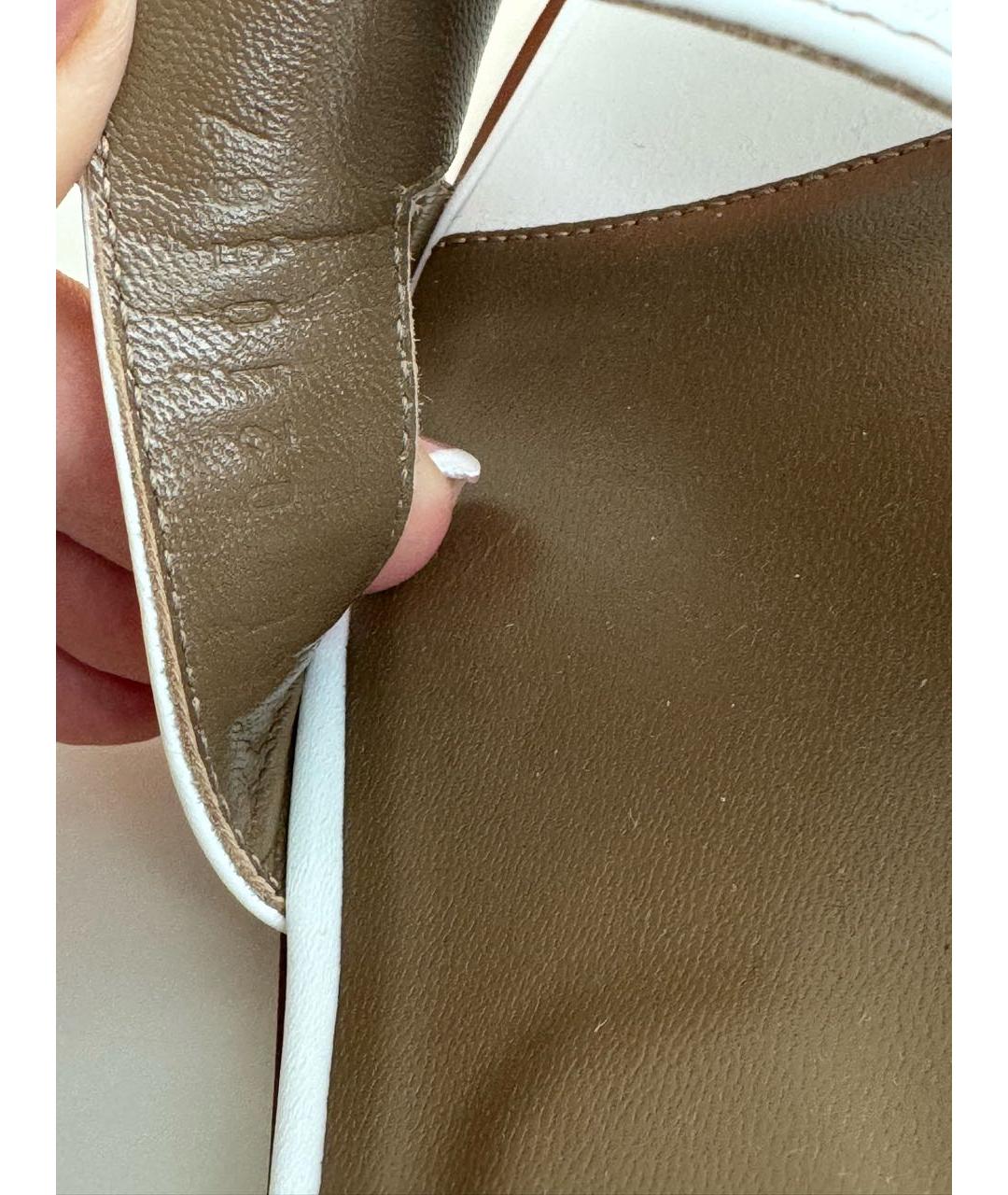 HERMES Белые кожаные босоножки, фото 8