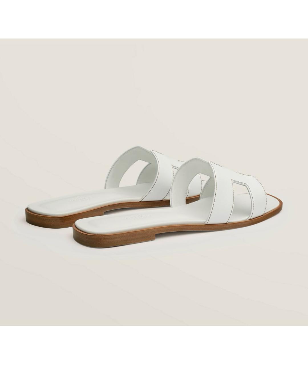 HERMES Белые кожаные босоножки, фото 3