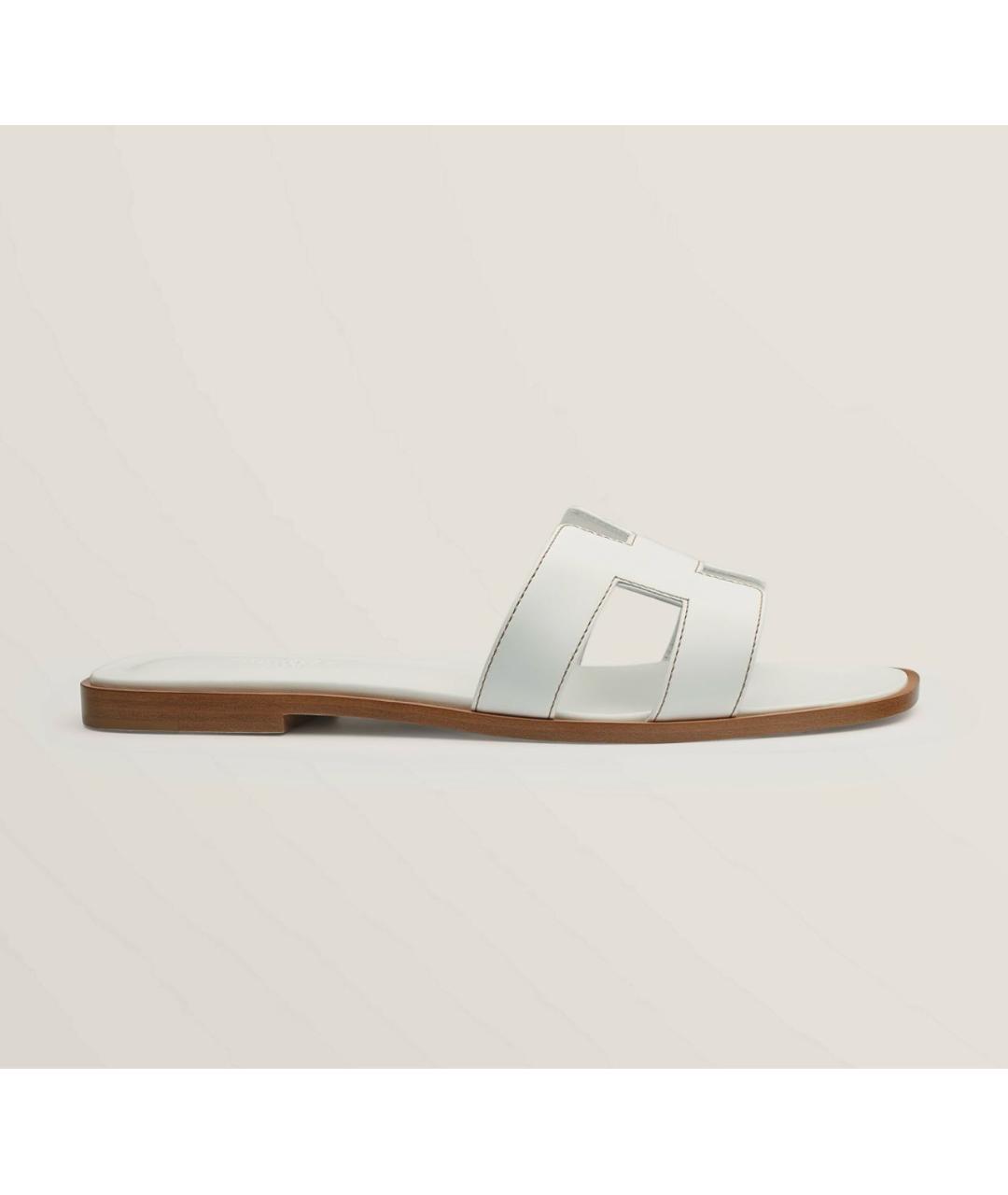 HERMES Белые кожаные босоножки, фото 9