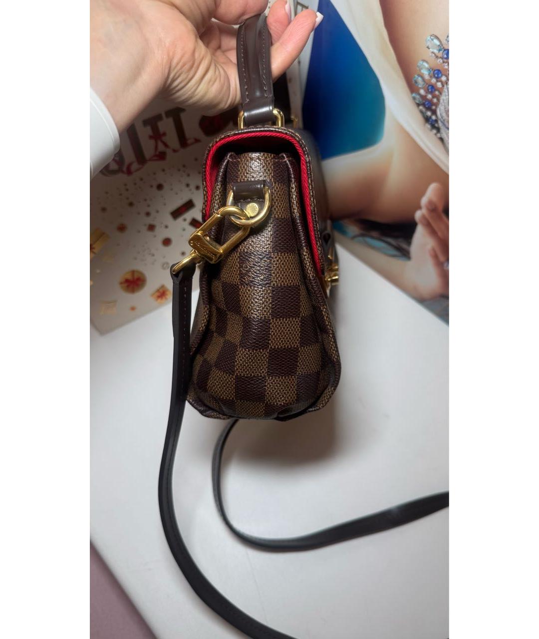 LOUIS VUITTON Коричневая кожаная сумка с короткими ручками, фото 5