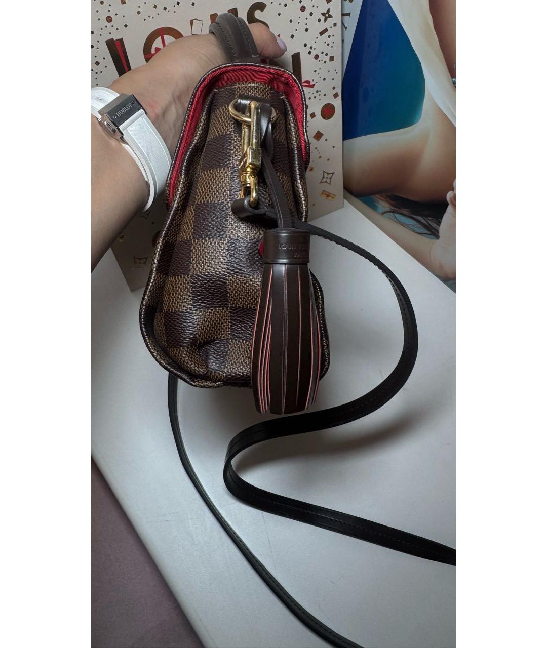 LOUIS VUITTON Коричневая кожаная сумка с короткими ручками, фото 6