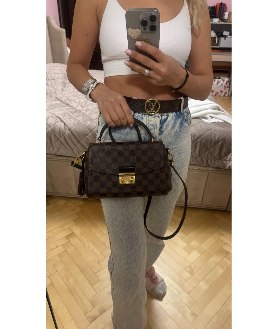 LOUIS VUITTON Коричневая кожаная сумка с короткими ручками, фото 2