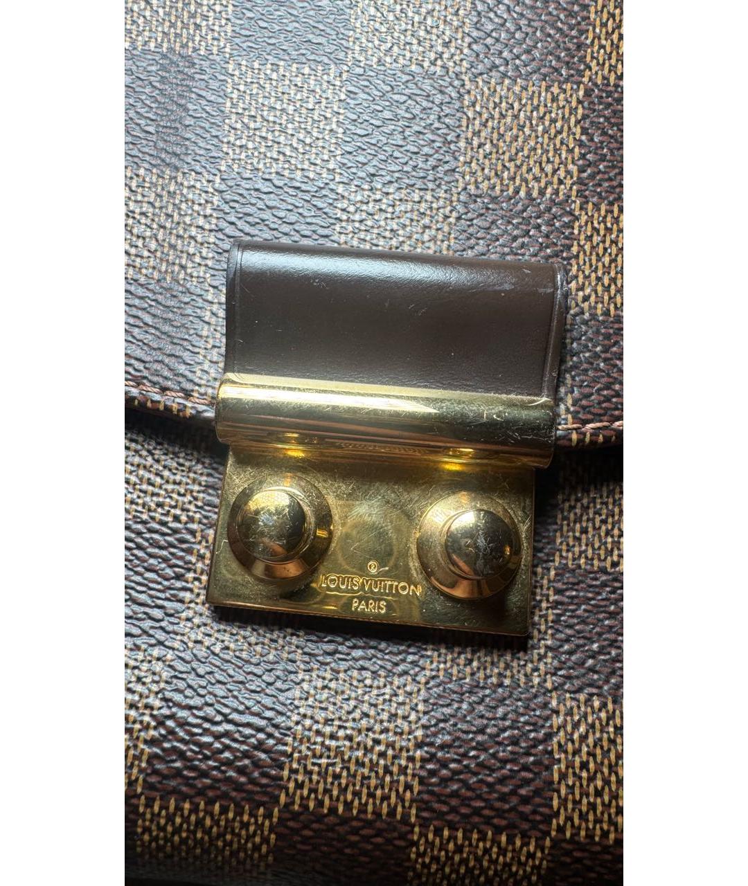 LOUIS VUITTON Коричневая кожаная сумка с короткими ручками, фото 7