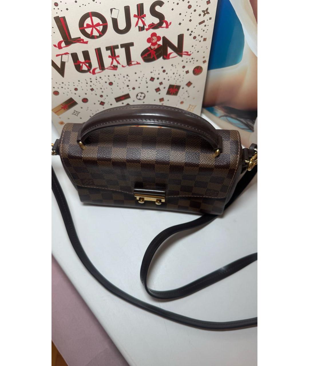 LOUIS VUITTON Коричневая кожаная сумка с короткими ручками, фото 4