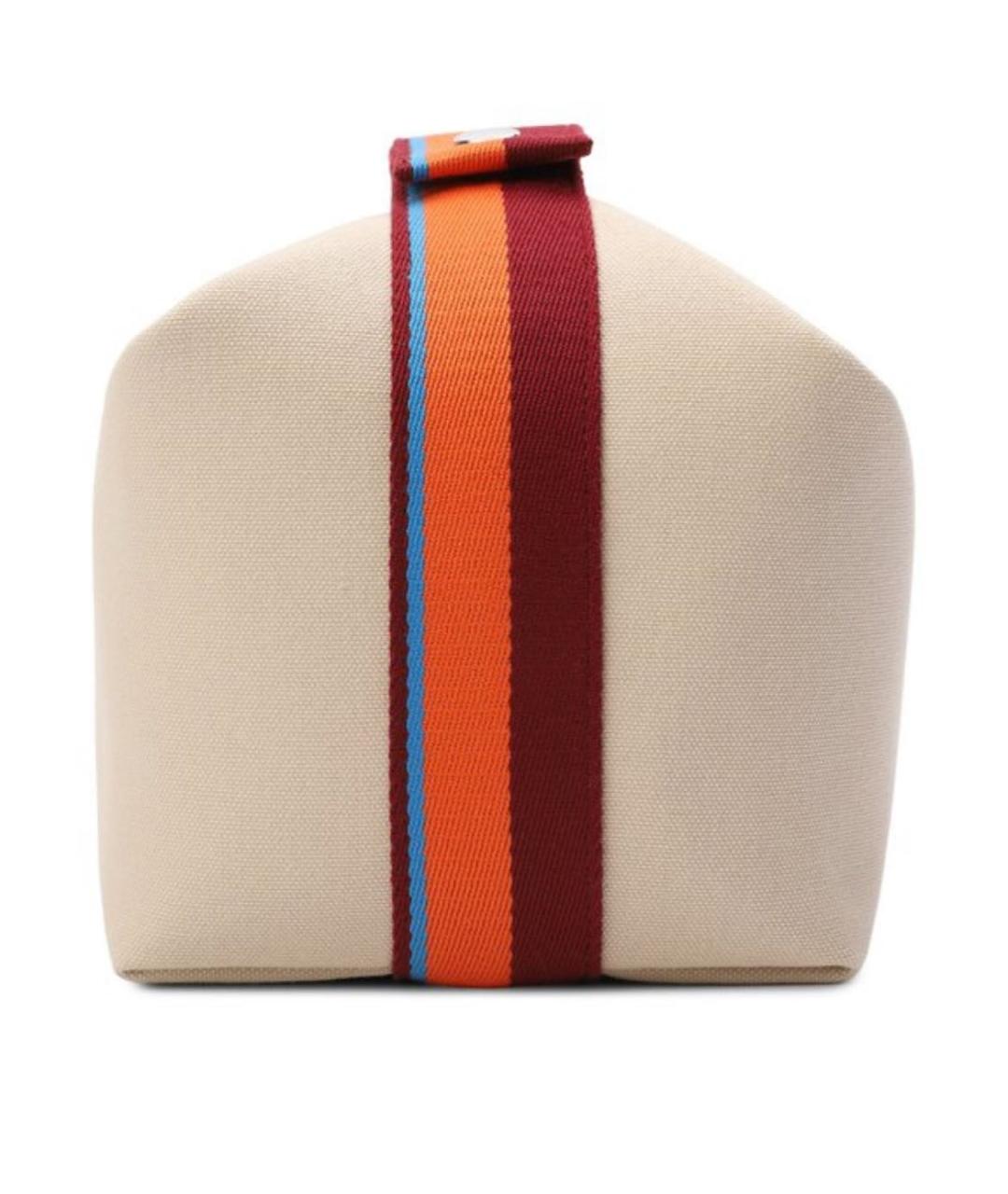 HERMES Бежевая тканевая косметичка, фото 5