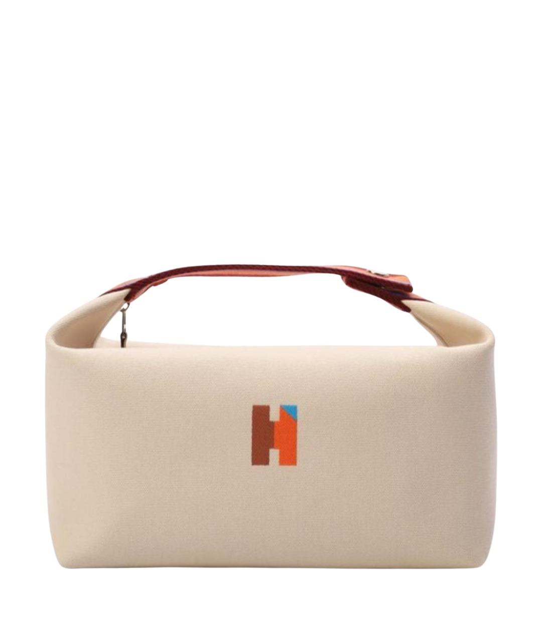 HERMES Бежевая тканевая косметичка, фото 1