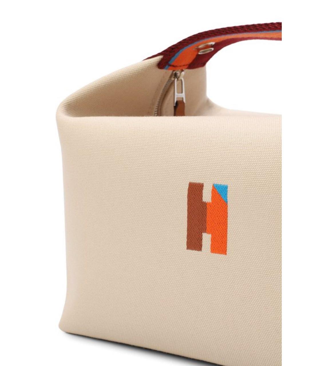 HERMES Бежевая тканевая косметичка, фото 3