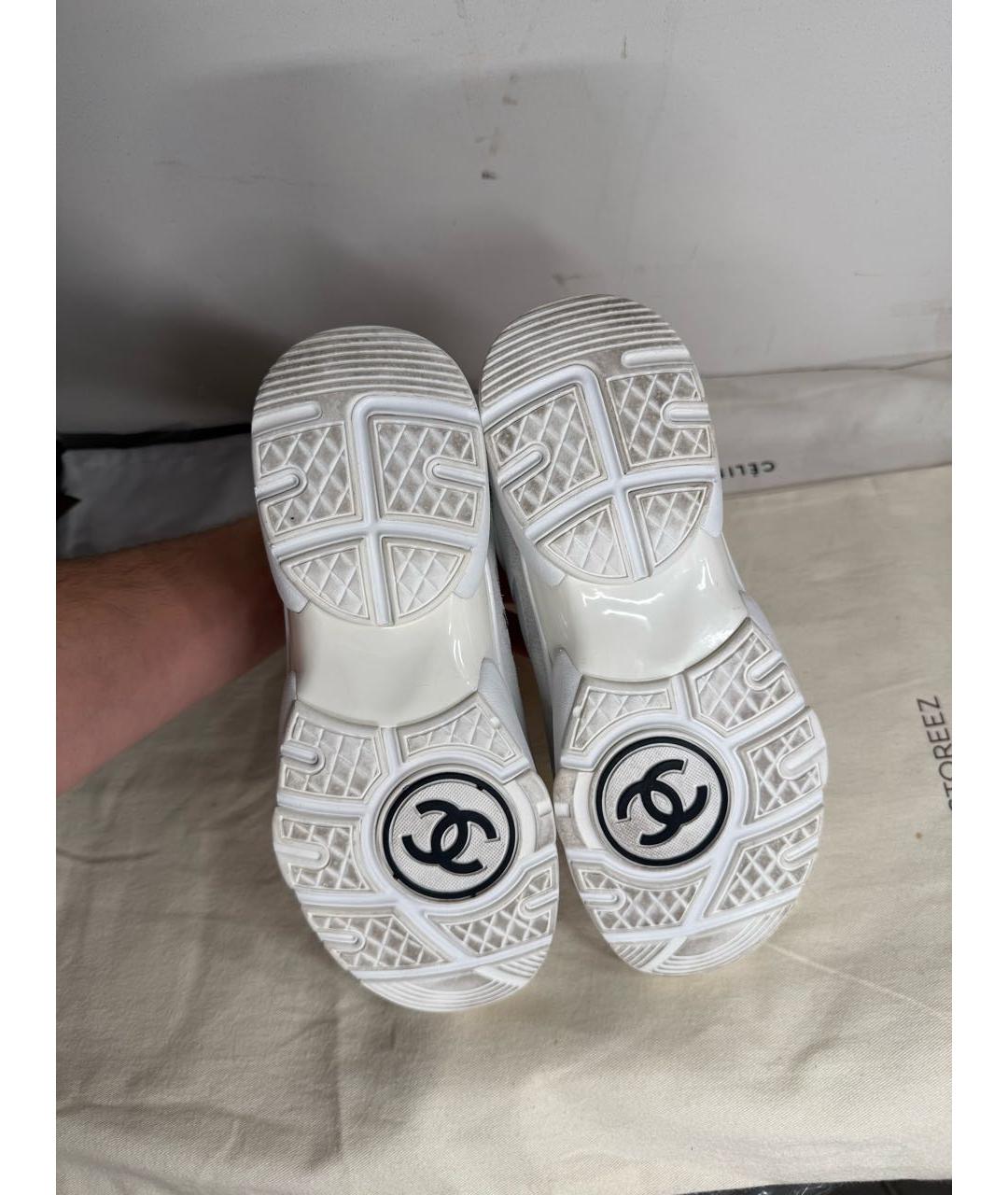 CHANEL Белые кожаные кроссовки, фото 5