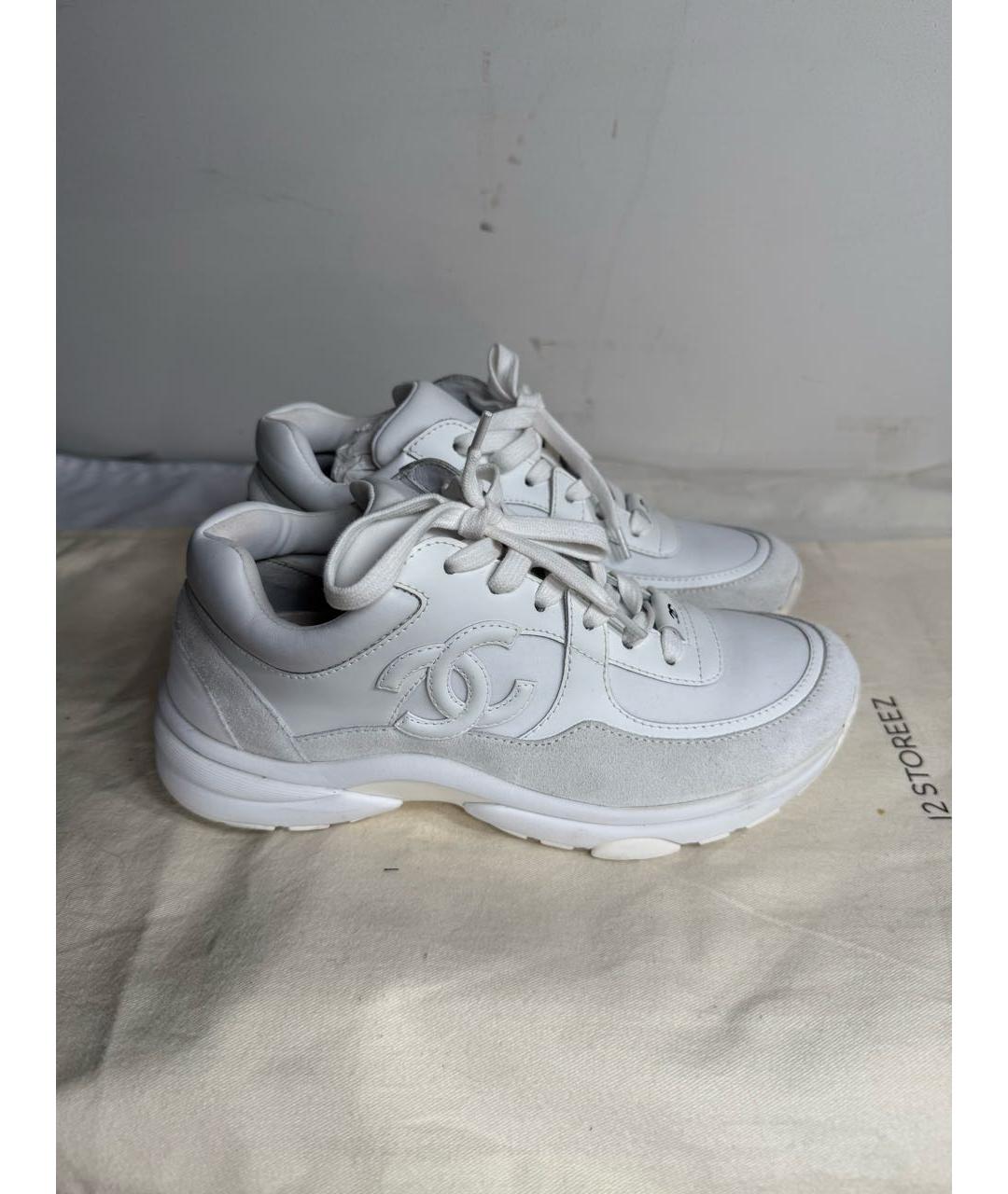 CHANEL Белые кожаные кроссовки, фото 7