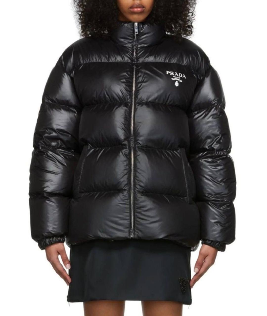 PRADA Черный полиуретановый пуховик, фото 2