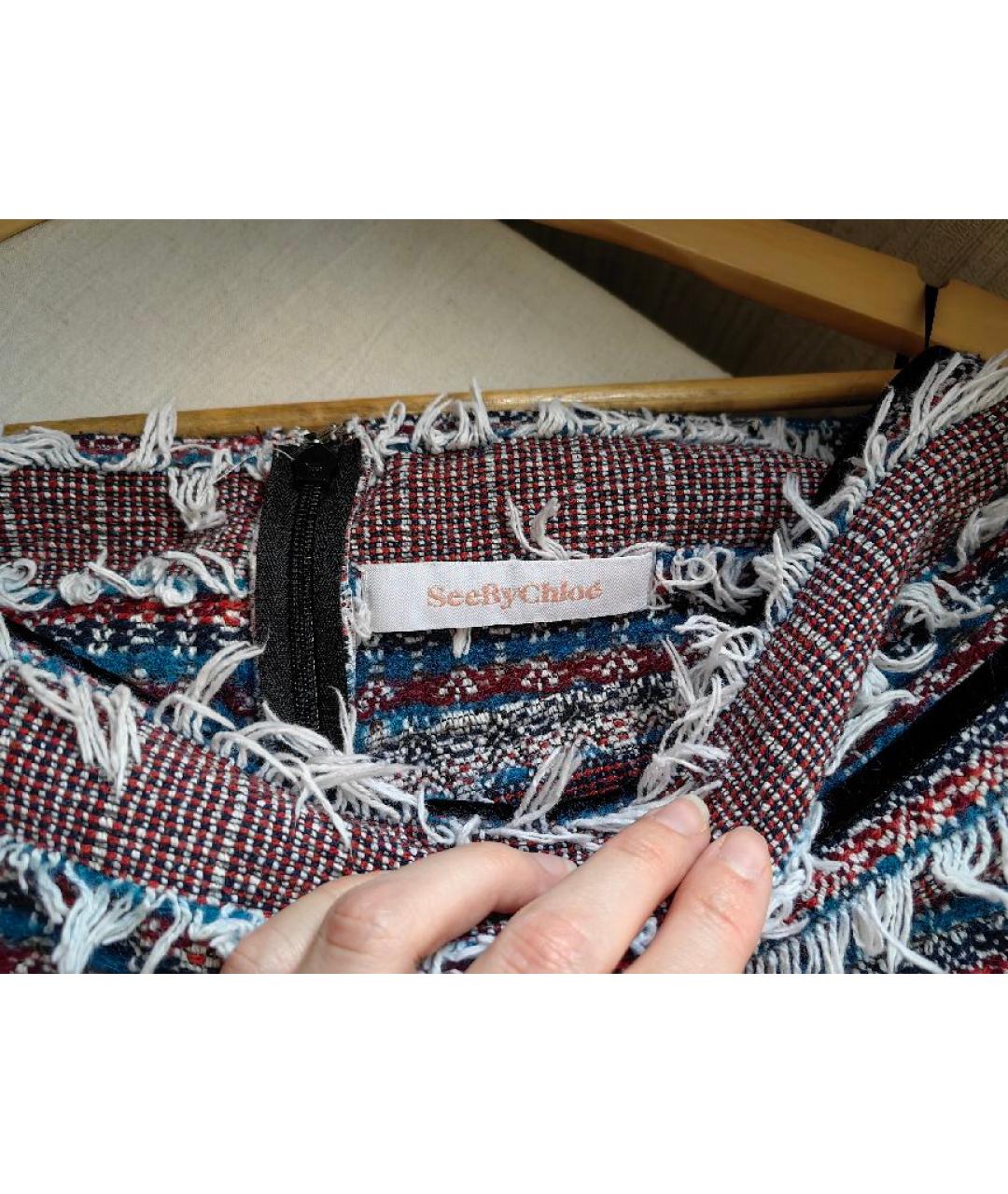 SEE BY CHLOE Мульти хлопковая юбка мини, фото 3