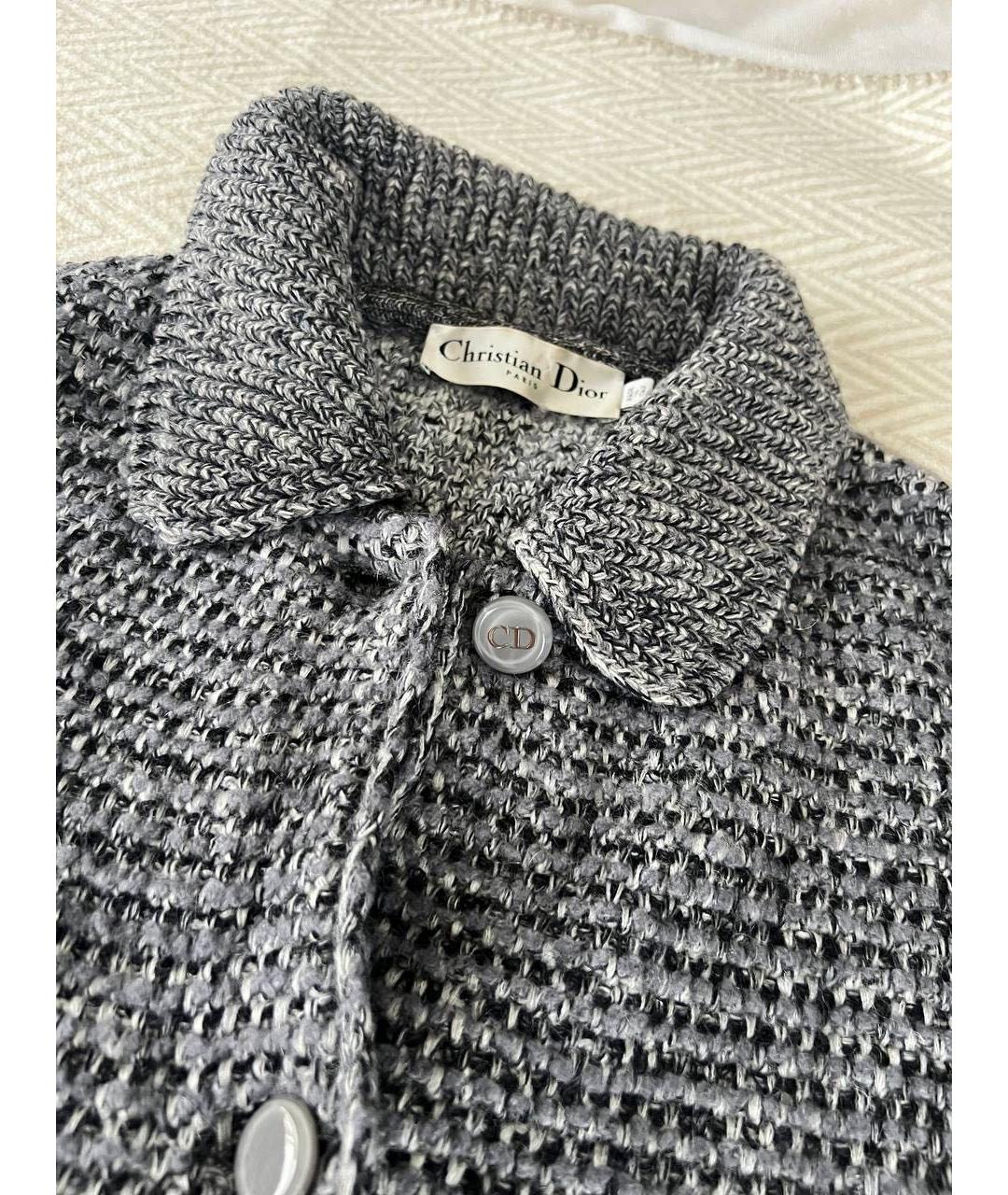 CHRISTIAN DIOR Серый шерстяной кардиган, фото 4