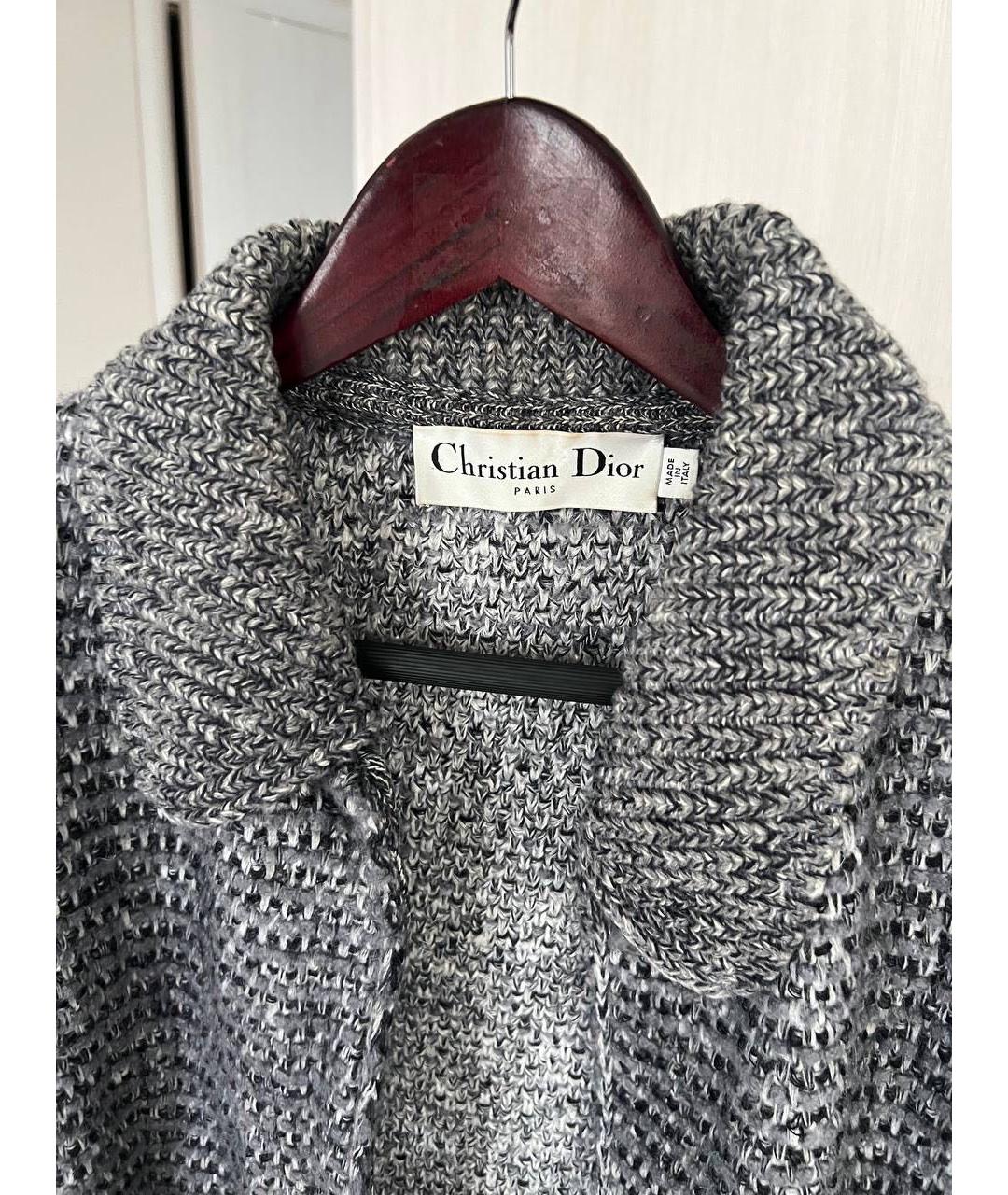 CHRISTIAN DIOR Серый шерстяной кардиган, фото 3