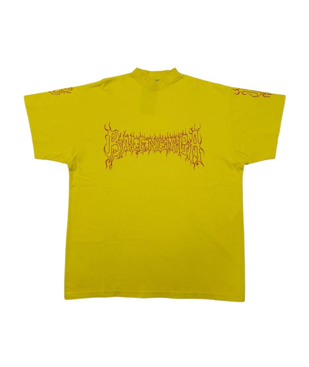 BALENCIAGA Желтая хлопковая футболка, фото 1