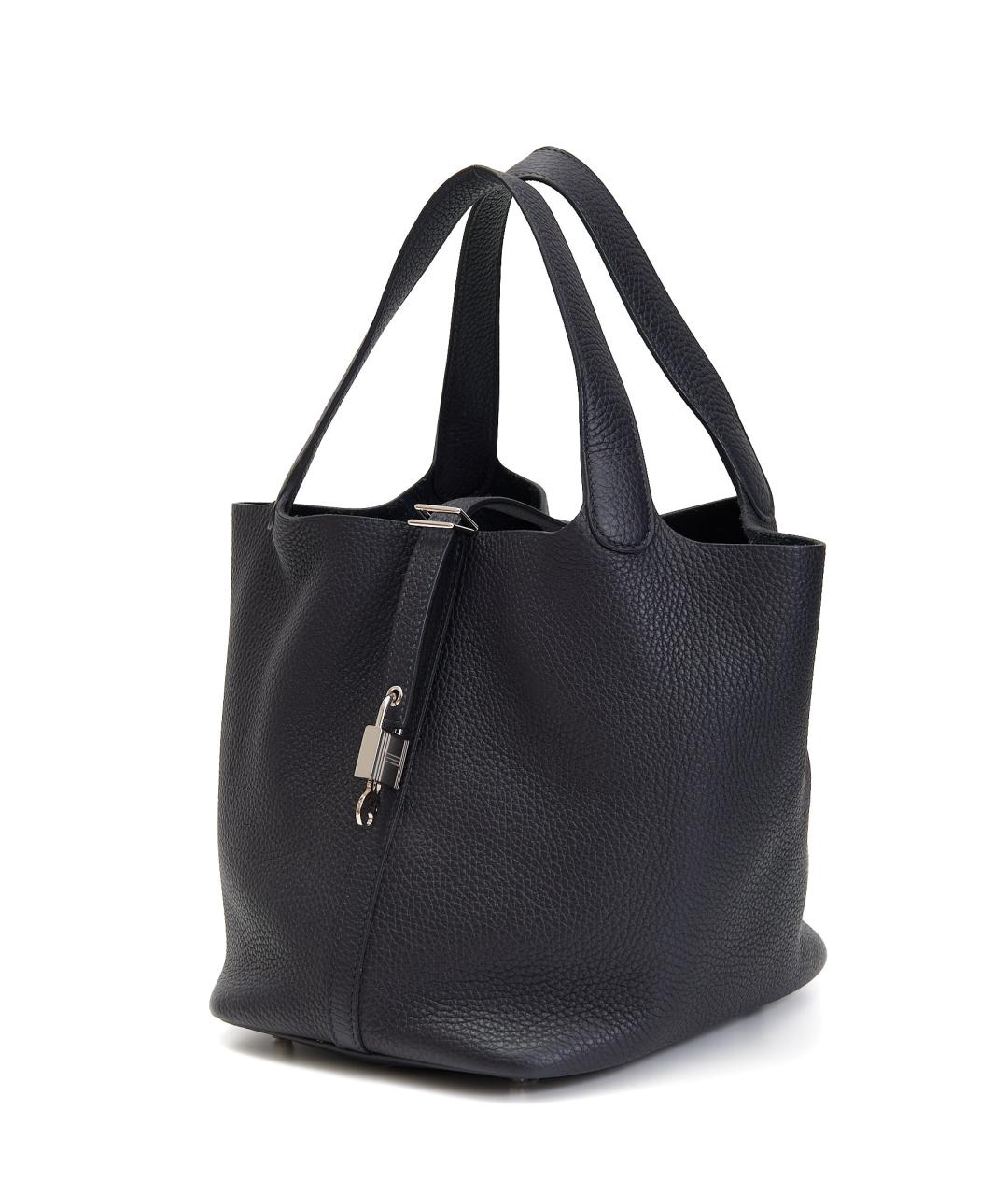 HERMES Черная кожаная сумка с короткими ручками, фото 2