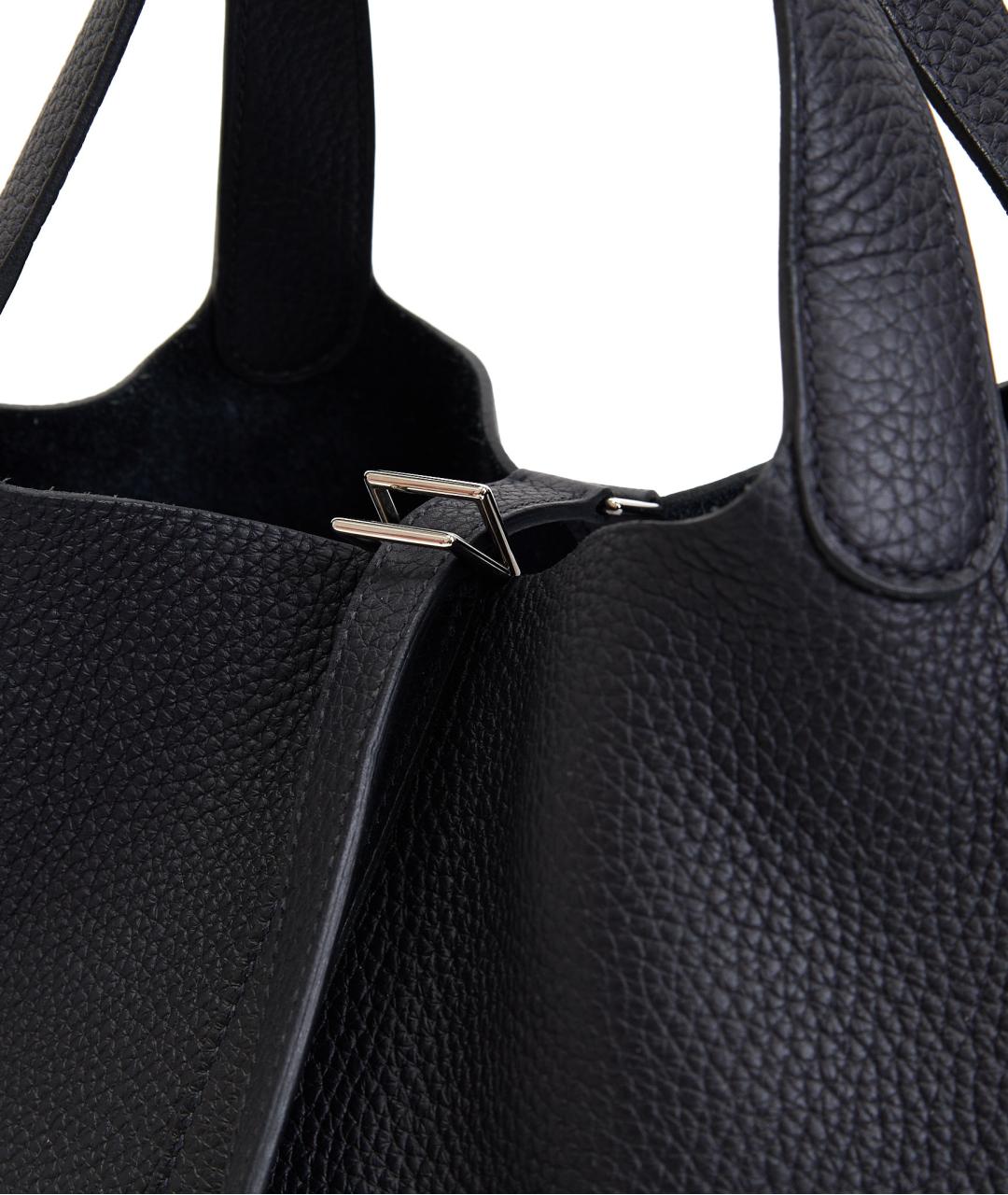 HERMES Черная кожаная сумка с короткими ручками, фото 5