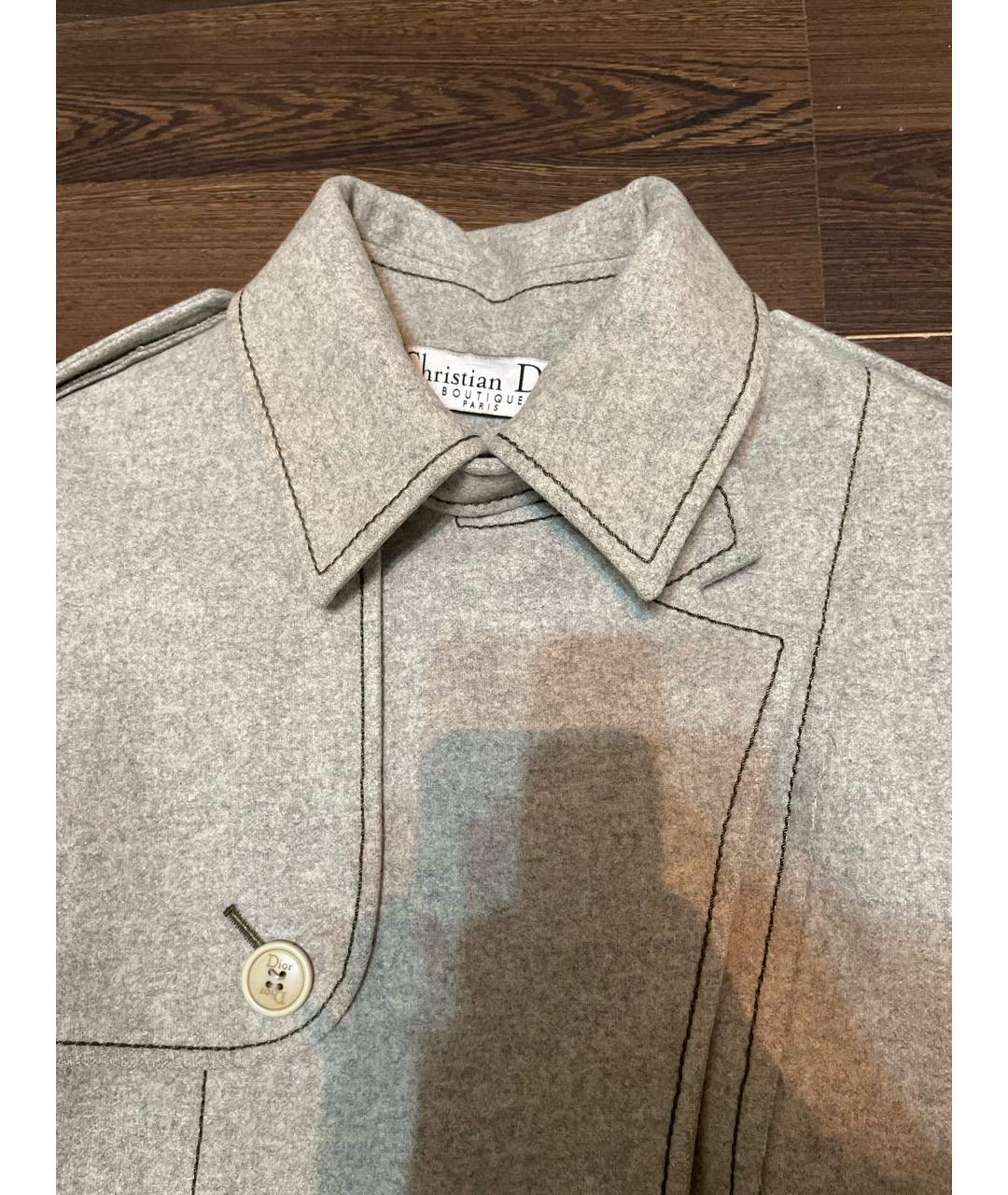 CHRISTIAN DIOR Серое шерстяное пальто, фото 4