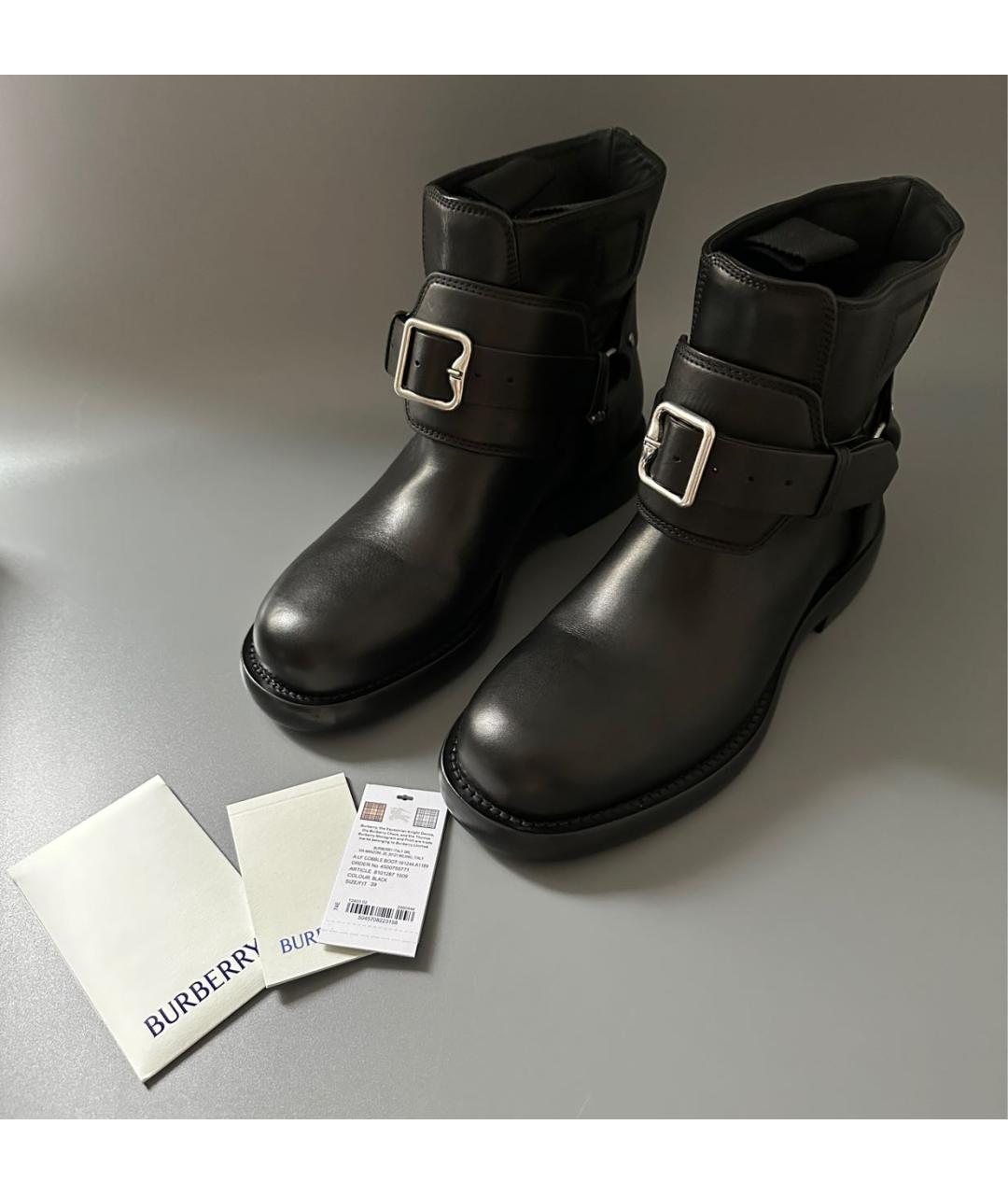 BURBERRY Черные кожаные ботинки, фото 8