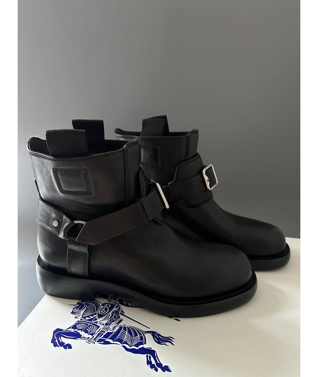 BURBERRY Черные кожаные ботинки, фото 4