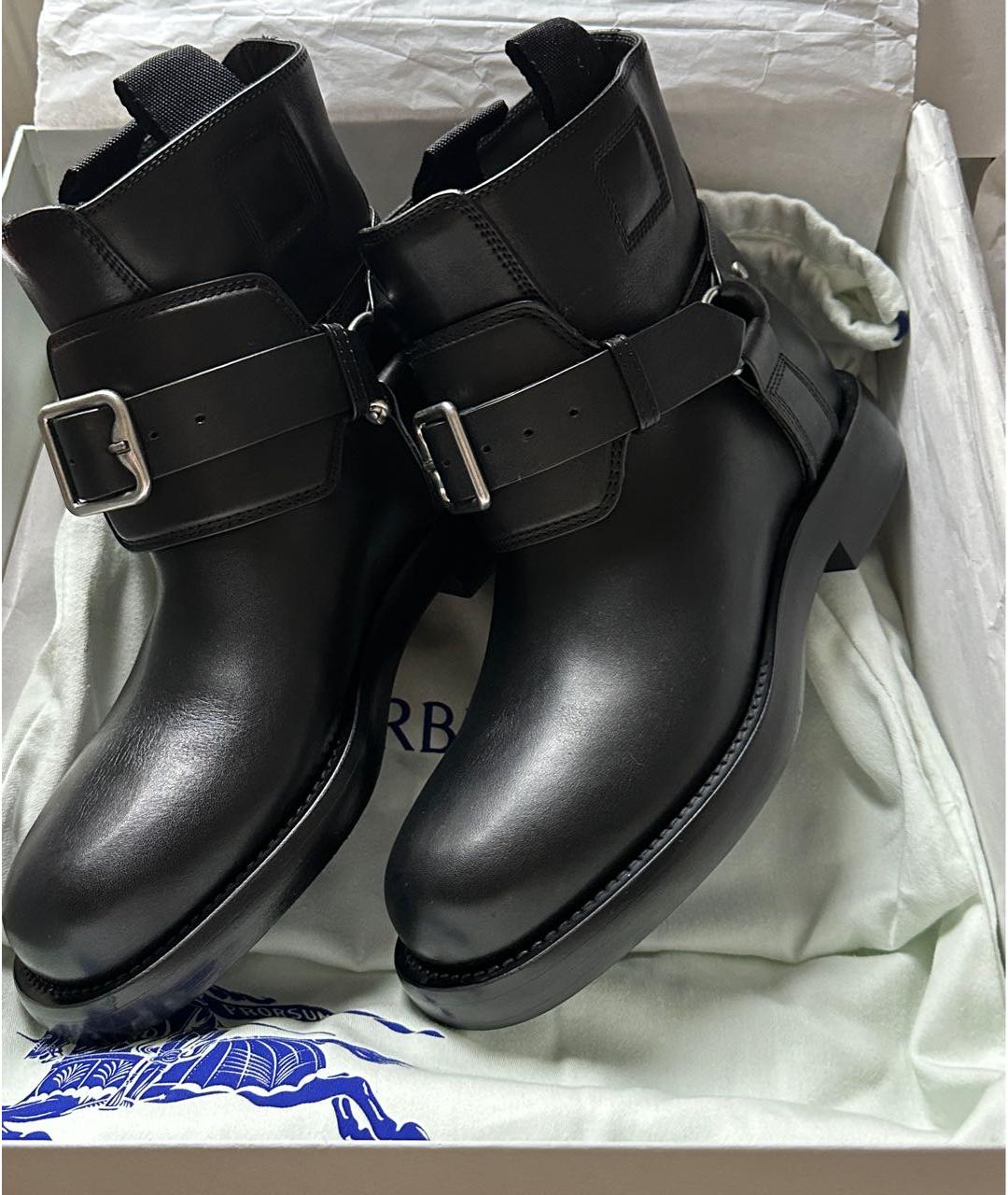 BURBERRY Черные кожаные ботинки, фото 3