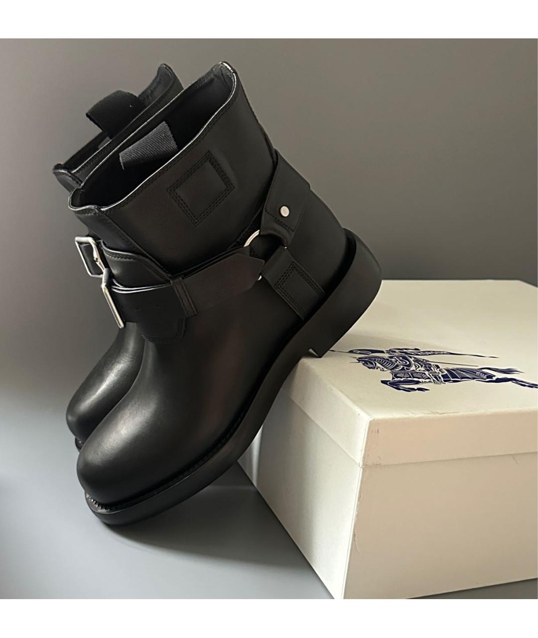 BURBERRY Черные кожаные ботинки, фото 5
