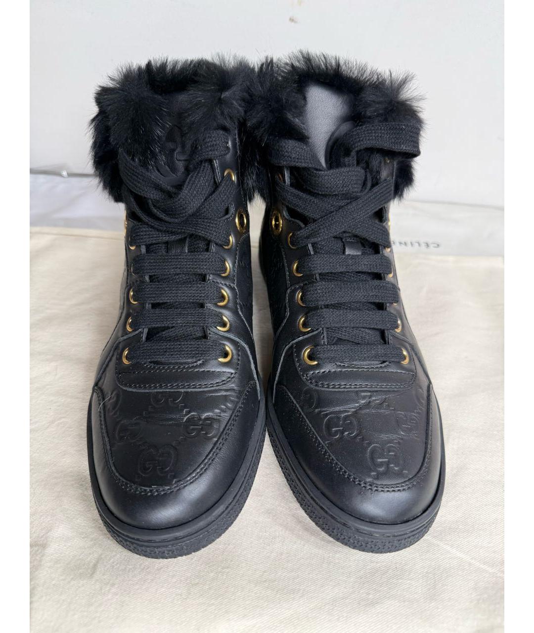 GUCCI Черные кожаные кеды, фото 2