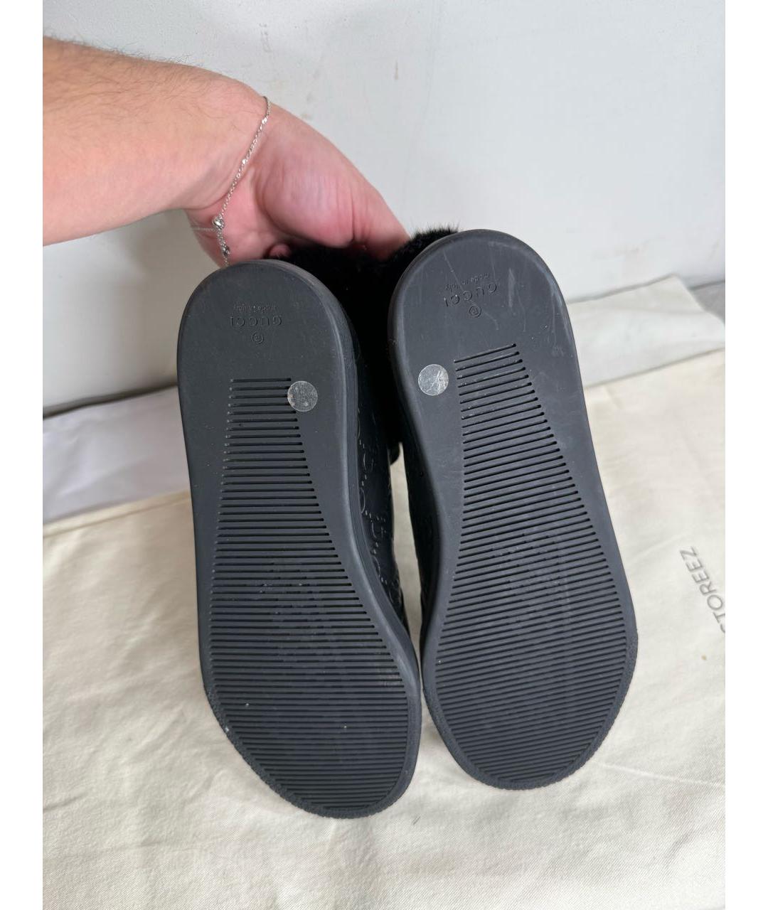 GUCCI Черные кожаные кеды, фото 5