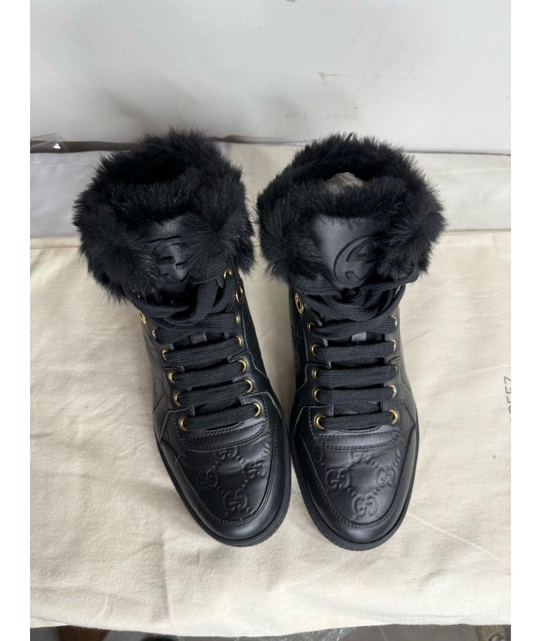 GUCCI Черные кожаные кеды, фото 3