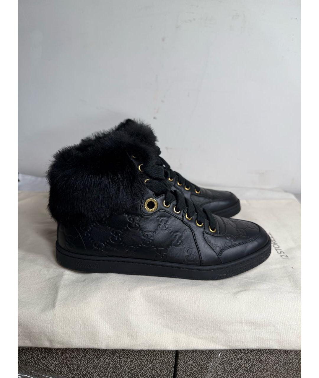 GUCCI Черные кожаные кеды, фото 7