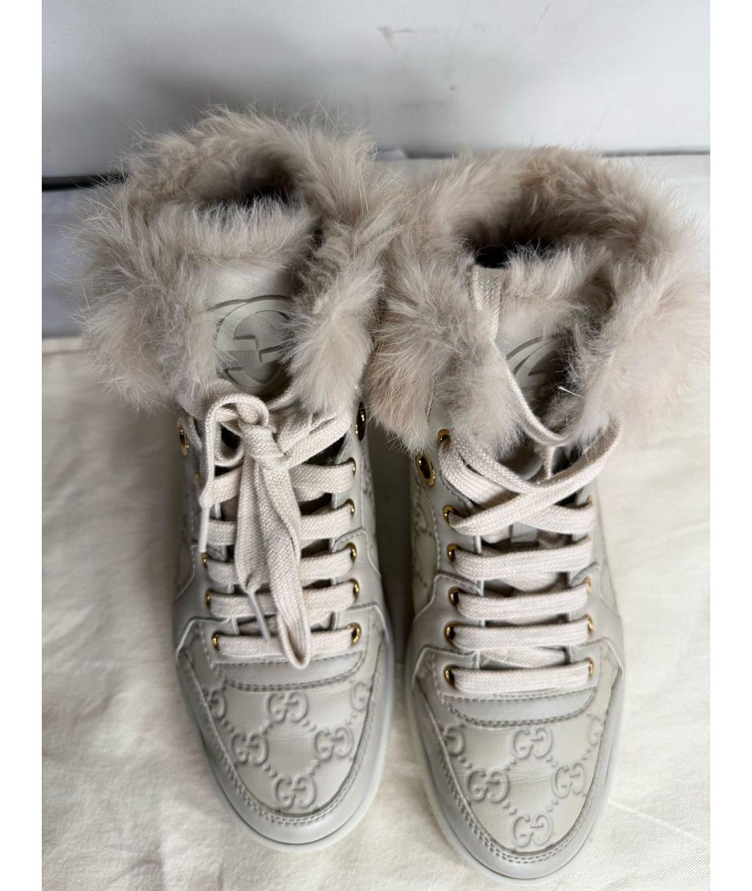 GUCCI Бежевые кожаные кеды, фото 3