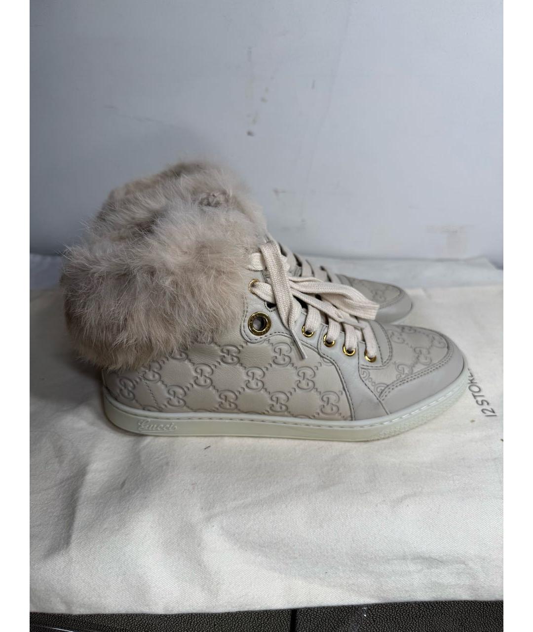 GUCCI Бежевые кожаные кеды, фото 7