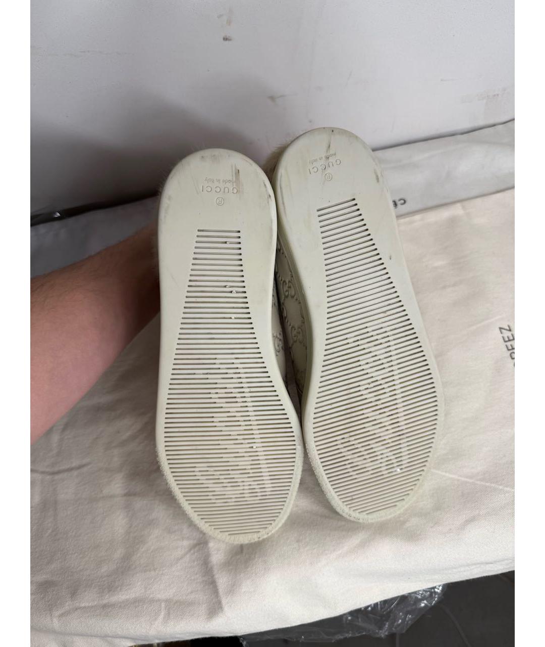 GUCCI Бежевые кожаные кеды, фото 5