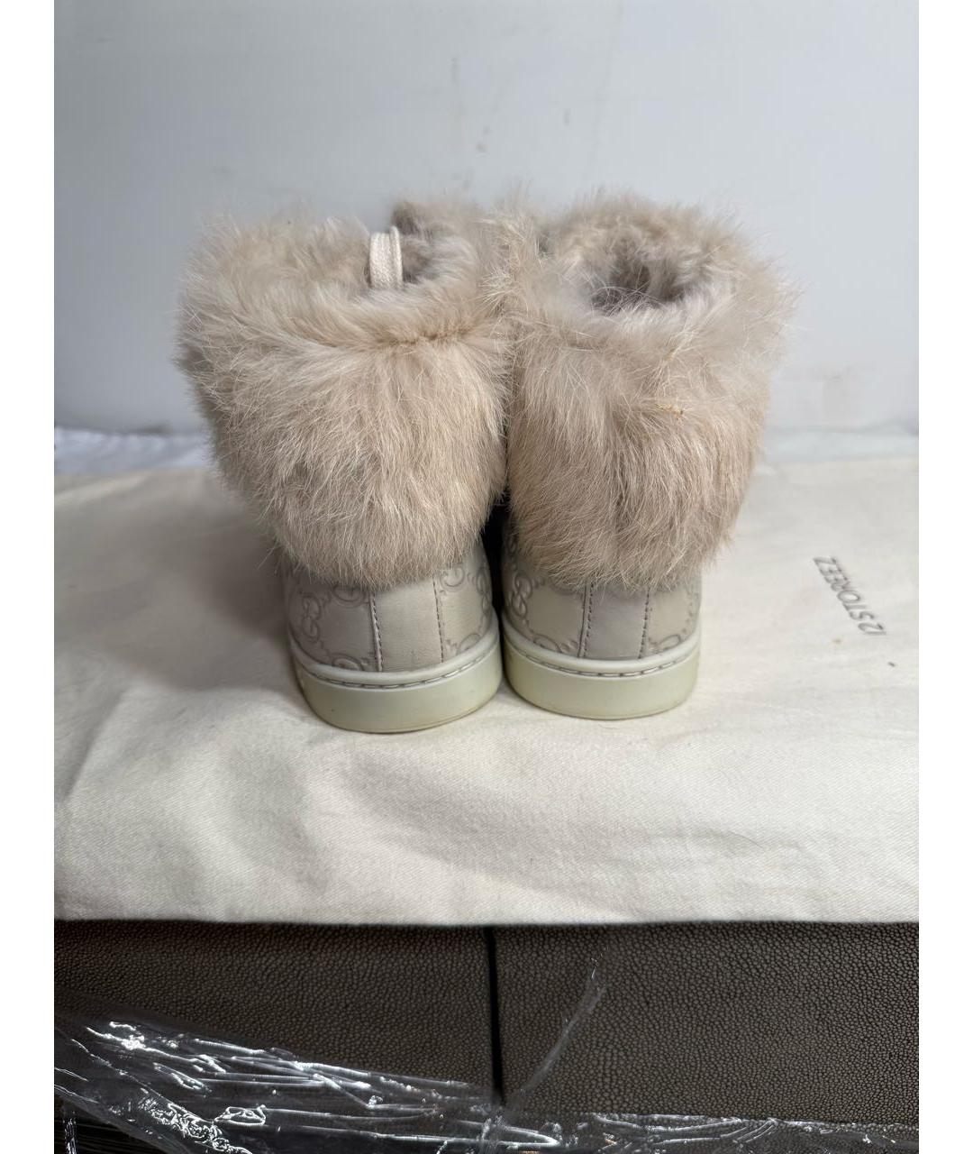 GUCCI Бежевые кожаные кеды, фото 4