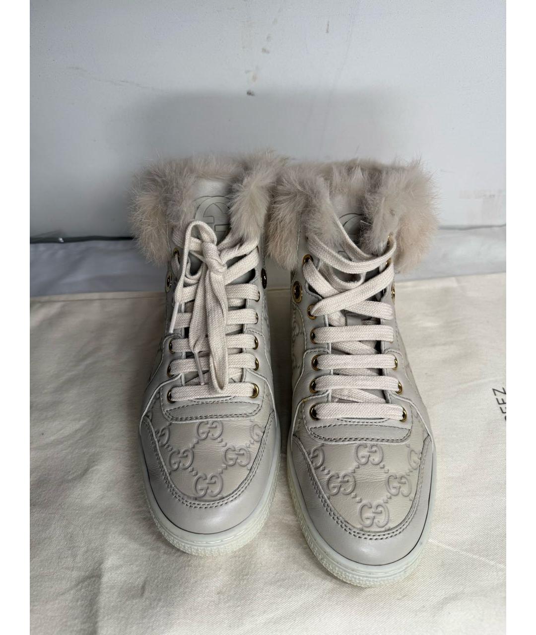 GUCCI Бежевые кожаные кеды, фото 2